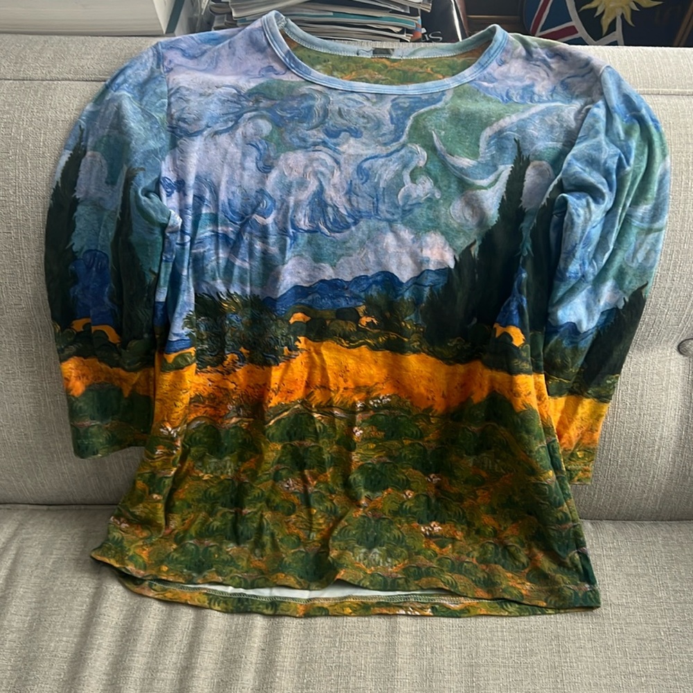Vincent Van Gogh painting shirt 3/4 sleeves sz Large